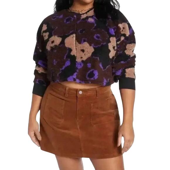 BP High Pile Fleece Long Sleeve Floral Pullover Sweatshirt Size 2X New w/ Tag - Picture 1 of 16